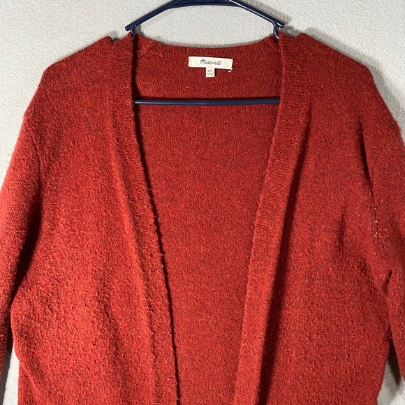 Madewell Cozy Cardigan Sweater Merino Alpaca Wool Pockets Red Womens XXS - Picture 2 of 11
